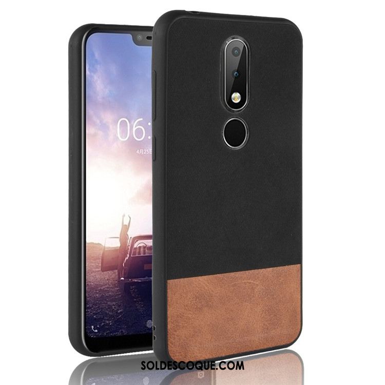 Coque Nokia 7.1 Noir Protection Étui Tout Compris Couture Couleurs Housse Soldes