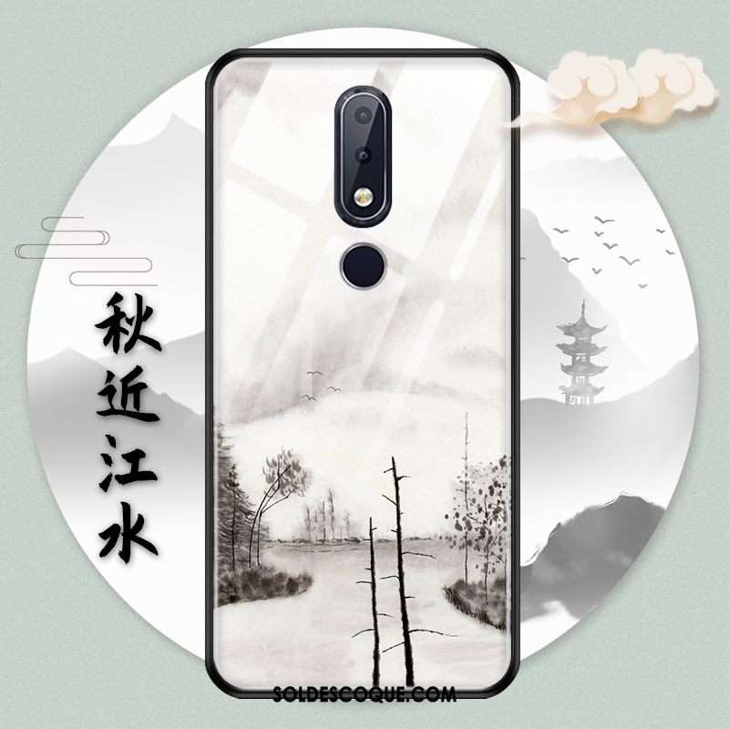 Coque Nokia 7.1 Paysage Style Chinois Protection Verre Vert En Ligne