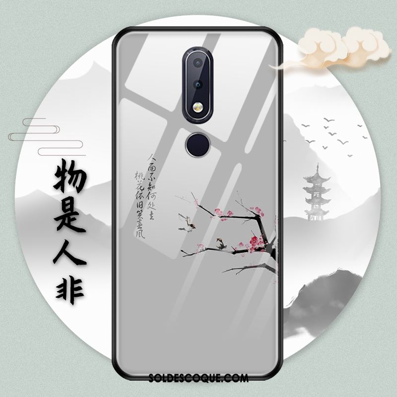 Coque Nokia 7.1 Paysage Style Chinois Protection Verre Vert En Ligne