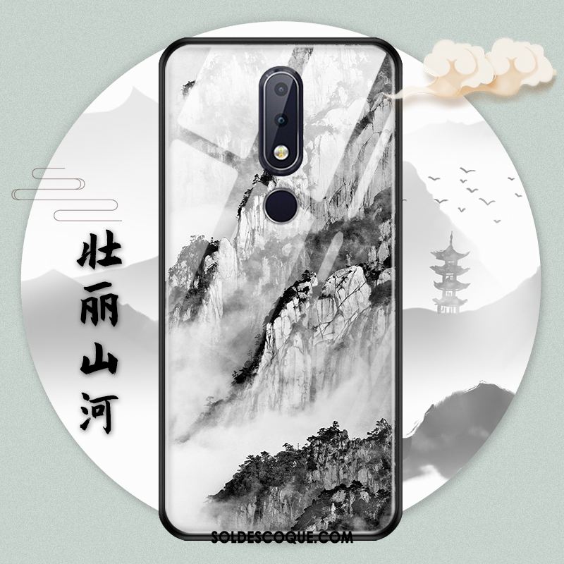 Coque Nokia 7.1 Paysage Style Chinois Protection Verre Vert En Ligne