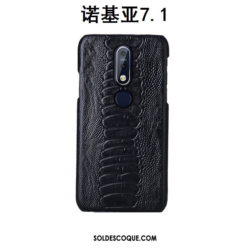 Coque Nokia 7.1 Personnalisé Téléphone Portable Luxe Couvercle Arrière Cuir Véritable Soldes