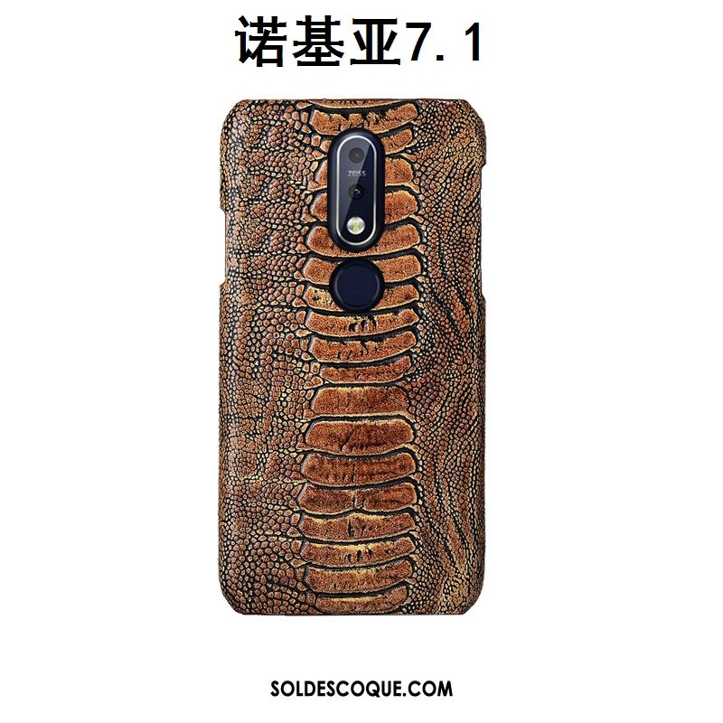 Coque Nokia 7.1 Personnalisé Téléphone Portable Luxe Couvercle Arrière Cuir Véritable Soldes