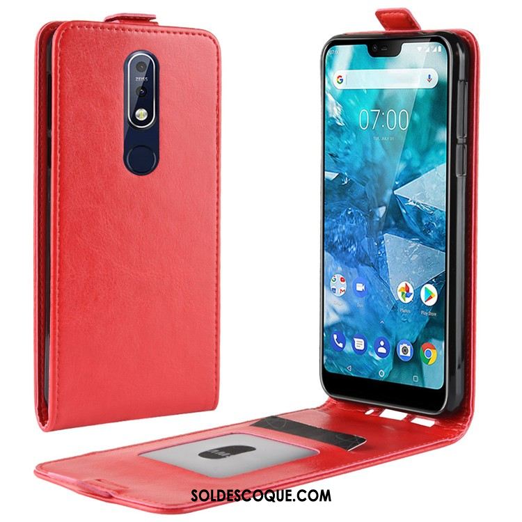 Coque Nokia 7.1 Protection Rouge Étui En Cuir Téléphone Portable En Vente