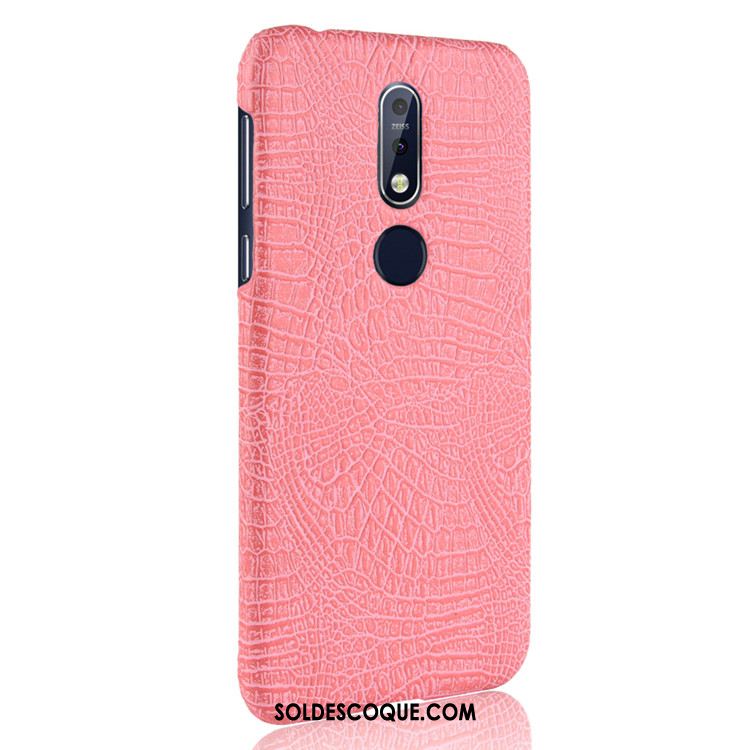 Coque Nokia 7.1 Rose Étui Cuir Qualité Difficile Pas Cher