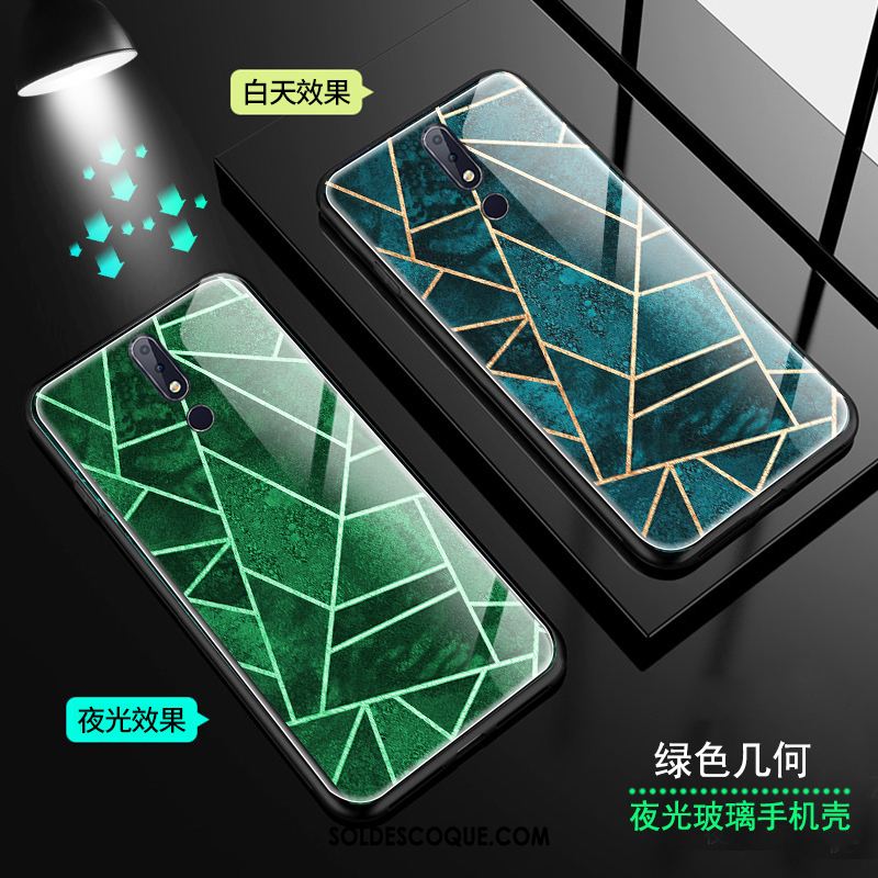 Coque Nokia 7.1 Vent Lumineuses Verre Vert Téléphone Portable Pas Cher