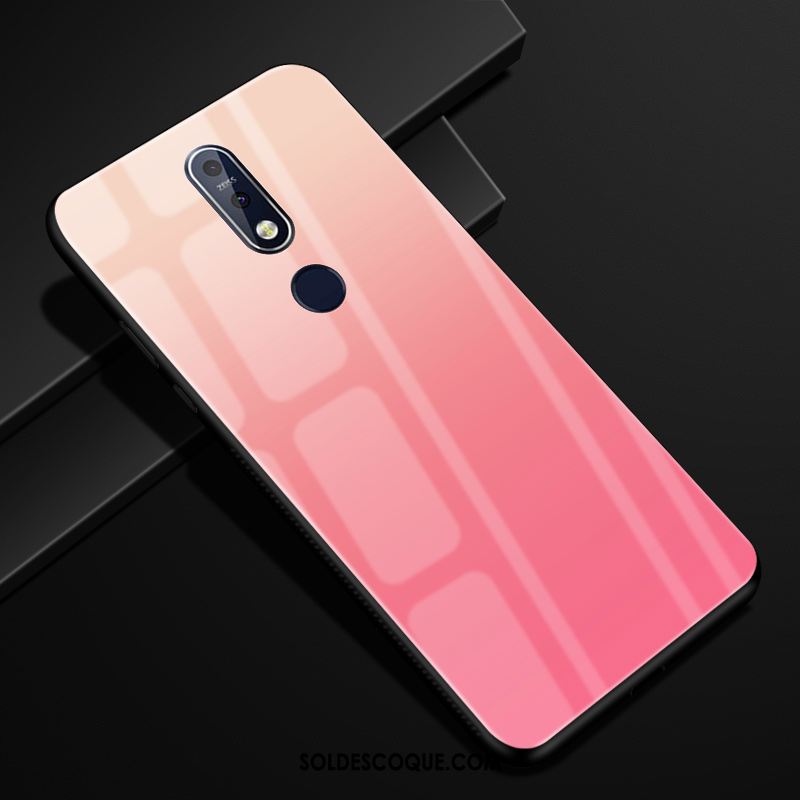 Coque Nokia 7.1 Verre Créatif Dégradé De Couleur Incassable Téléphone Portable Pas Cher