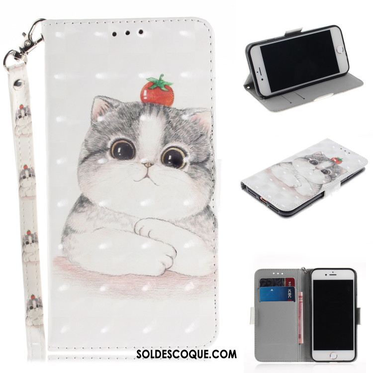 Coque Nokia 7.1 Étui Téléphone Portable Dessin Animé Rose Portefeuille Soldes