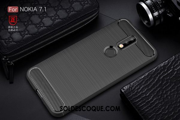 Coque Nokia 7.1 Étui Téléphone Portable Rouge Fluide Doux Tout Compris Pas Cher