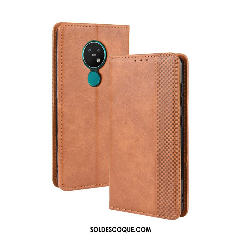 Coque Nokia 7.2 Marron Magnétisme Étui Téléphone Portable Étui En Cuir En Ligne