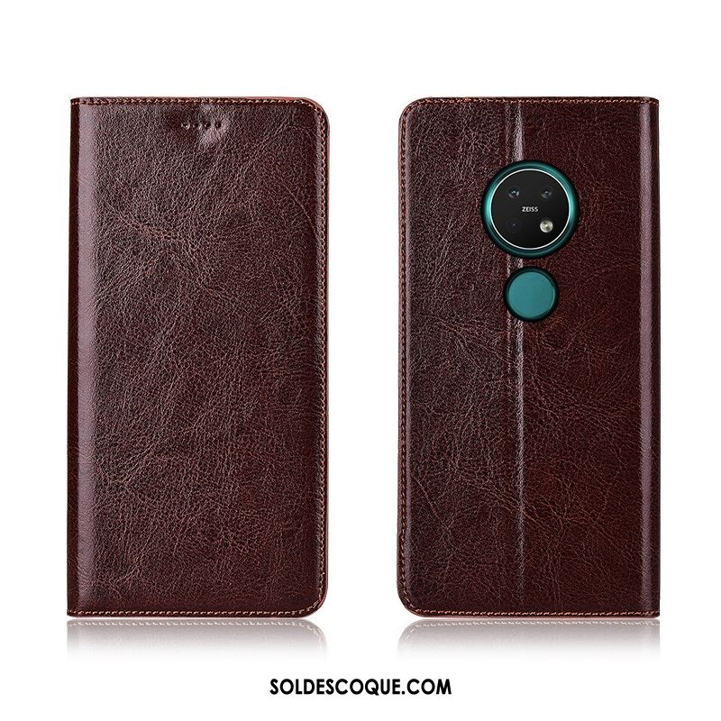 Coque Nokia 7.2 Modèle Fleurie Cuir Véritable Téléphone Portable Bleu Haute Pas Cher