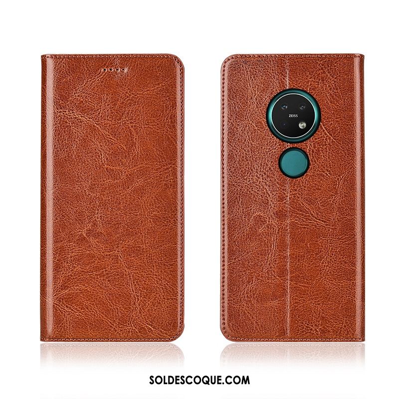 Coque Nokia 7.2 Modèle Fleurie Cuir Véritable Téléphone Portable Bleu Haute Pas Cher