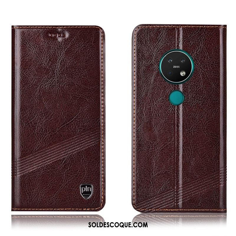 Coque Nokia 7.2 Tout Compris Marron Modèle Fleurie Téléphone Portable Étui En Cuir Housse Soldes