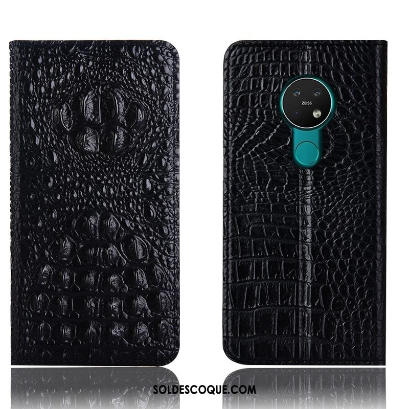 Coque Nokia 7.2 Téléphone Portable Étui En Cuir Protection Noir Incassable Pas Cher