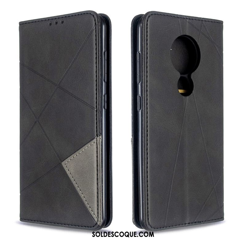 Coque Nokia 7.2 Étui En Cuir Business Couleur Unie Téléphone Portable Protection Pas Cher