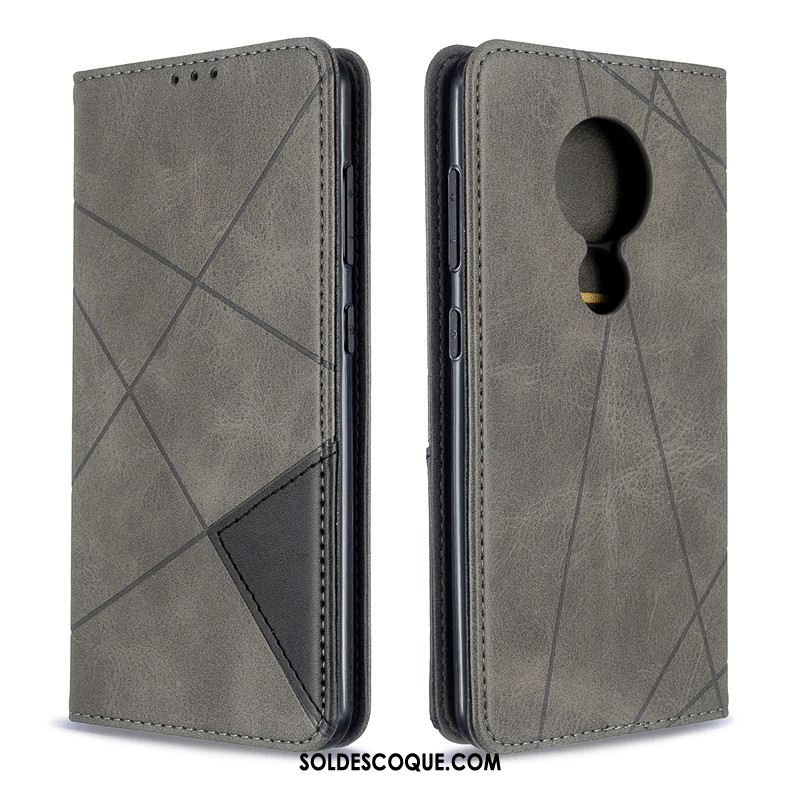 Coque Nokia 7.2 Étui En Cuir Business Couleur Unie Téléphone Portable Protection Pas Cher