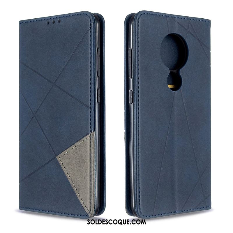 Coque Nokia 7.2 Étui En Cuir Business Couleur Unie Téléphone Portable Protection Pas Cher