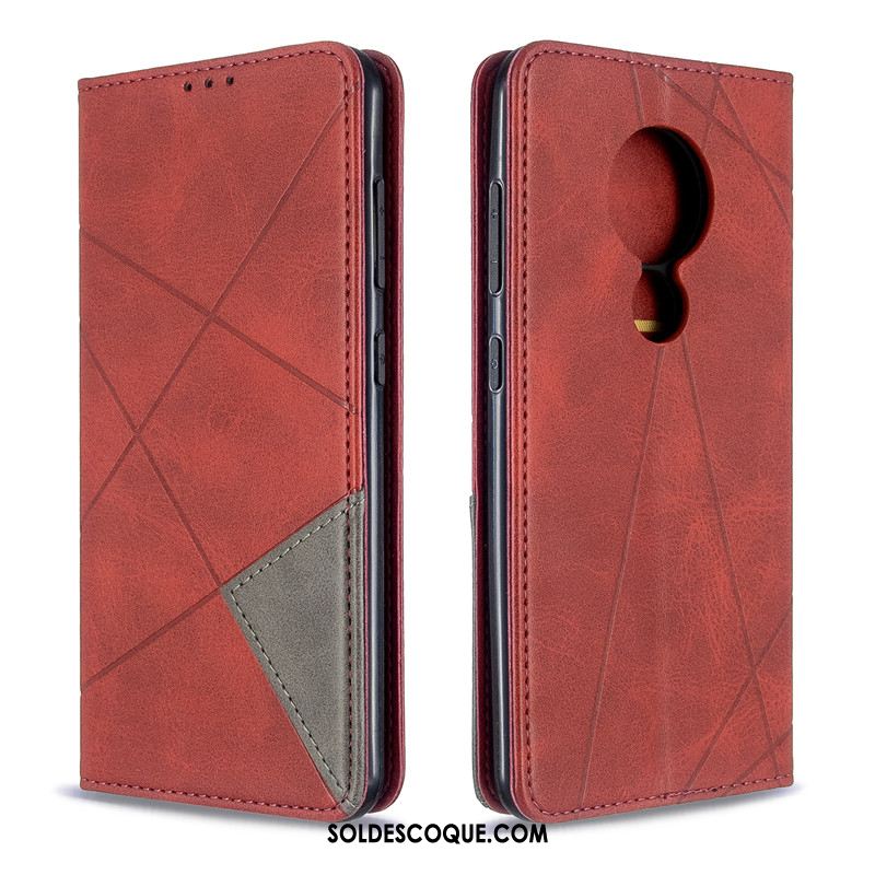 Coque Nokia 7.2 Étui En Cuir Business Couleur Unie Téléphone Portable Protection Pas Cher