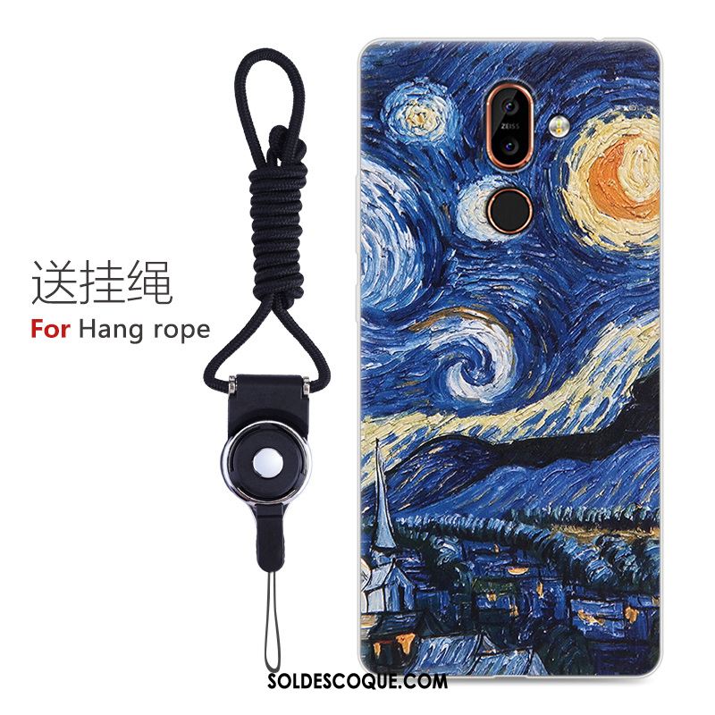 Coque Nokia 7 Plus Bleu Téléphone Portable Fluide Doux Dessin Animé Protection Soldes