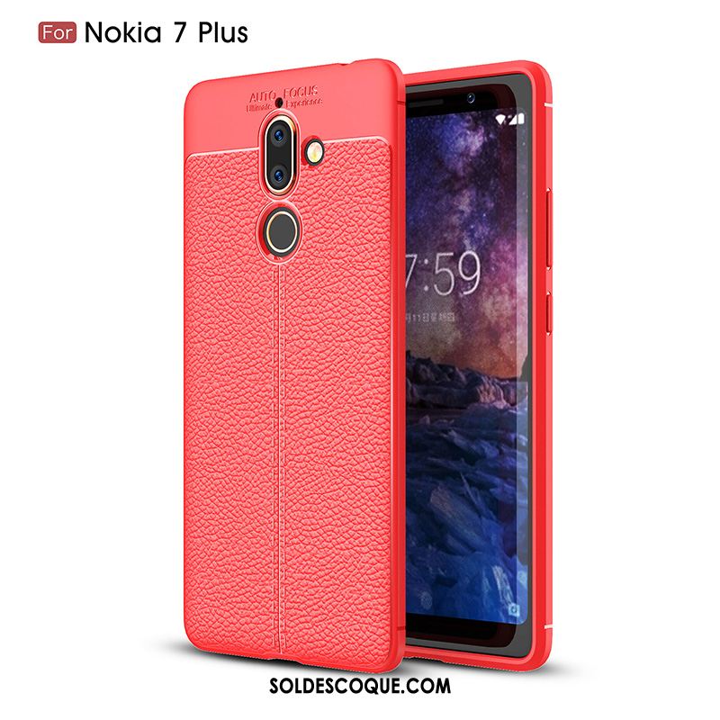 Coque Nokia 7 Plus Cuir Véritable Téléphone Portable Étui Noir Modèle Fleurie En Vente