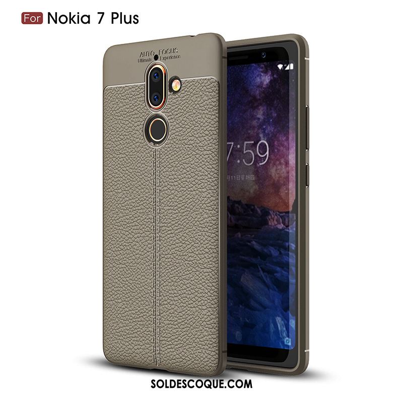 Coque Nokia 7 Plus Cuir Véritable Téléphone Portable Étui Noir Modèle Fleurie En Vente