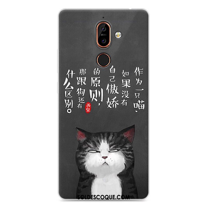 Coque Nokia 7 Plus Noir Silicone Fluide Doux Personnalité Téléphone Portable Pas Cher