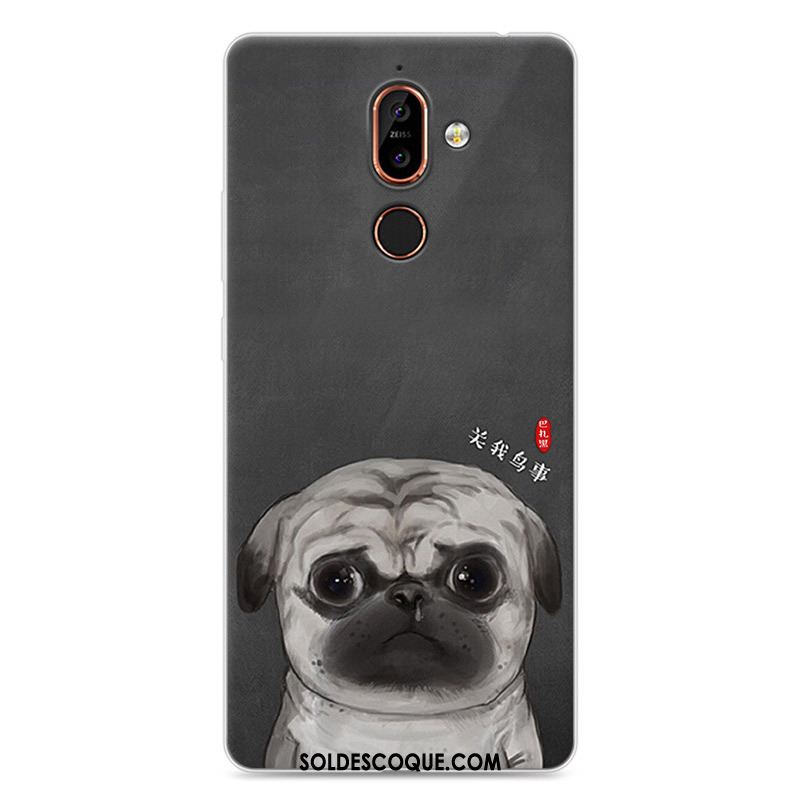 Coque Nokia 7 Plus Noir Silicone Fluide Doux Personnalité Téléphone Portable Pas Cher