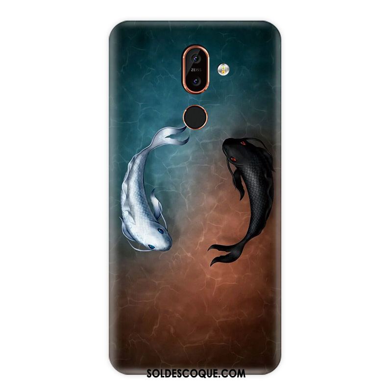 Coque Nokia 7 Plus Nouveau Bleu Délavé En Daim Incassable Étui Pas Cher