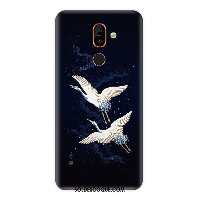 Coque Nokia 7 Plus Nouveau Bleu Délavé En Daim Incassable Étui Pas Cher