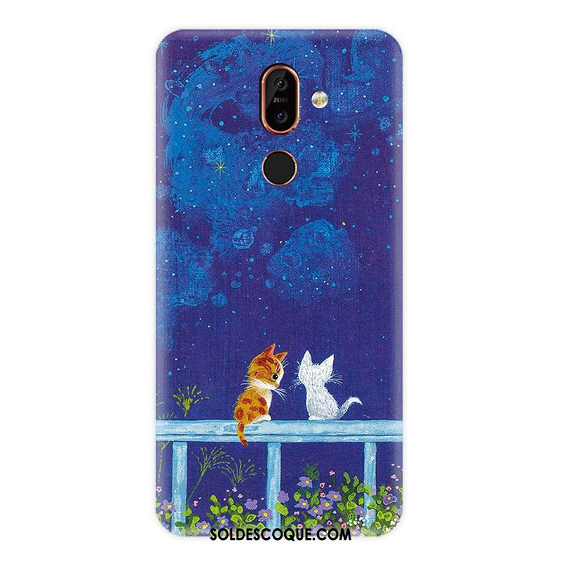 Coque Nokia 7 Plus Nouveau Bleu Délavé En Daim Incassable Étui Pas Cher