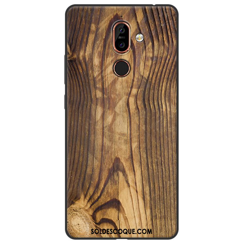 Coque Nokia 7 Plus Ornements Suspendus Protection Bois Silicone Peinture Pas Cher