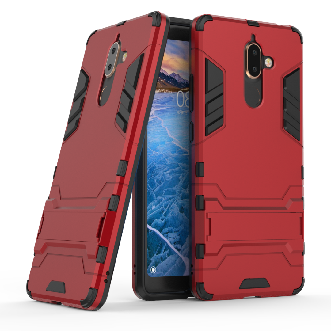 Coque Nokia 7 Plus Protection Incassable Armure Tout Compris Rouge Housse France