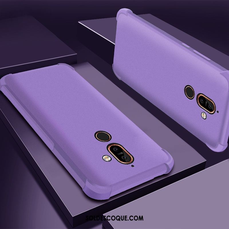 Coque Nokia 7 Plus Protection Incassable Étui Violet Silicone Pas Cher