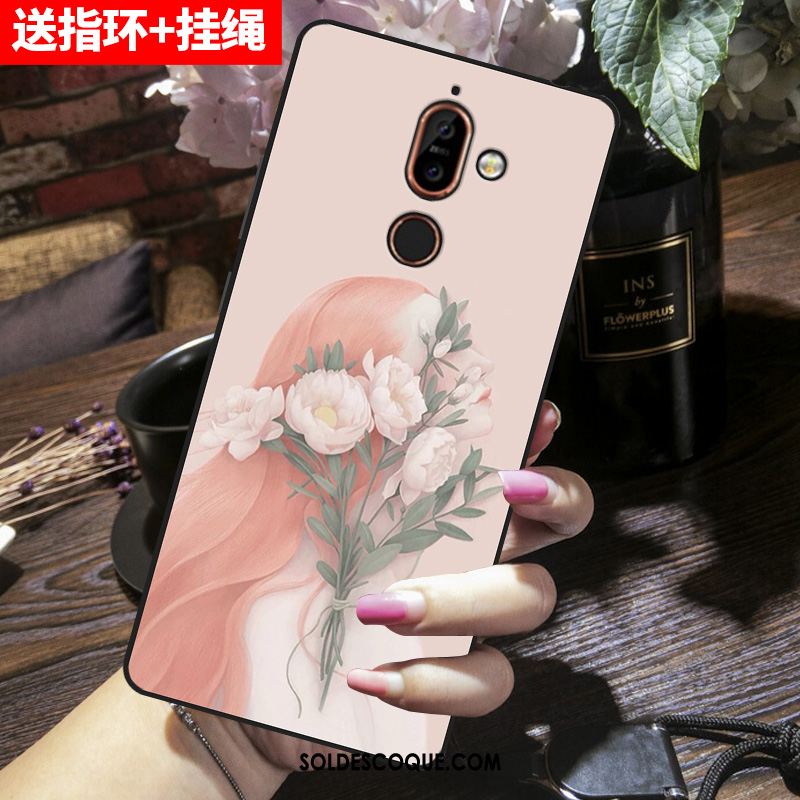 Coque Nokia 7 Plus Silicone Étui Rose Protection Dessin Animé Pas Cher