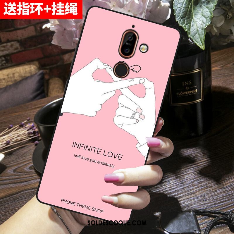 Coque Nokia 7 Plus Silicone Étui Rose Protection Dessin Animé Pas Cher