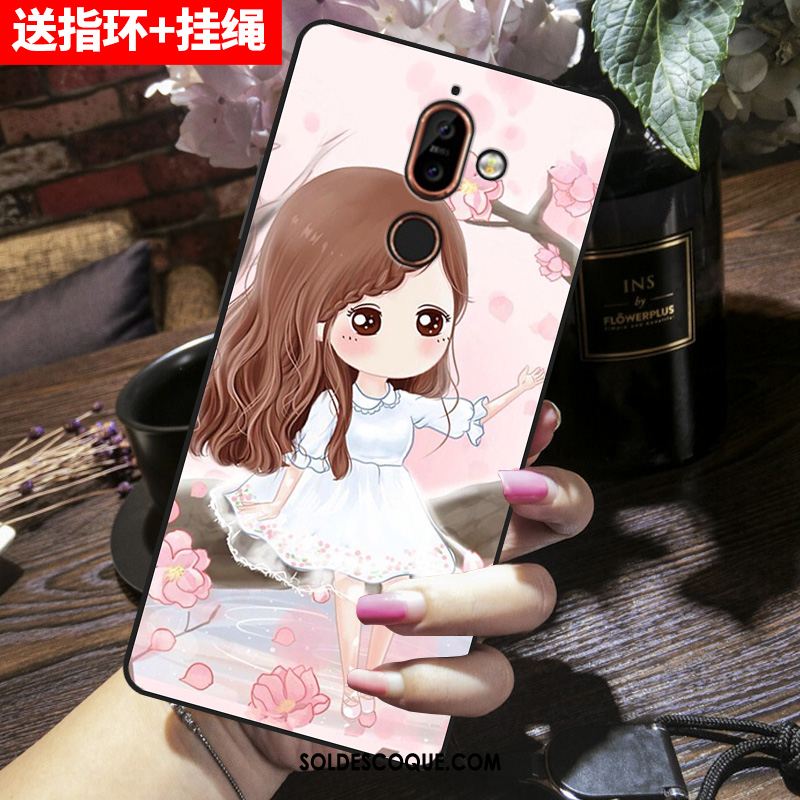 Coque Nokia 7 Plus Silicone Étui Rose Protection Dessin Animé Pas Cher