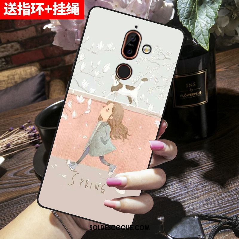 Coque Nokia 7 Plus Silicone Étui Rose Protection Dessin Animé Pas Cher