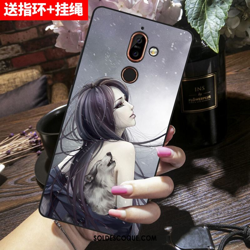 Coque Nokia 7 Plus Silicone Étui Rose Protection Dessin Animé Pas Cher