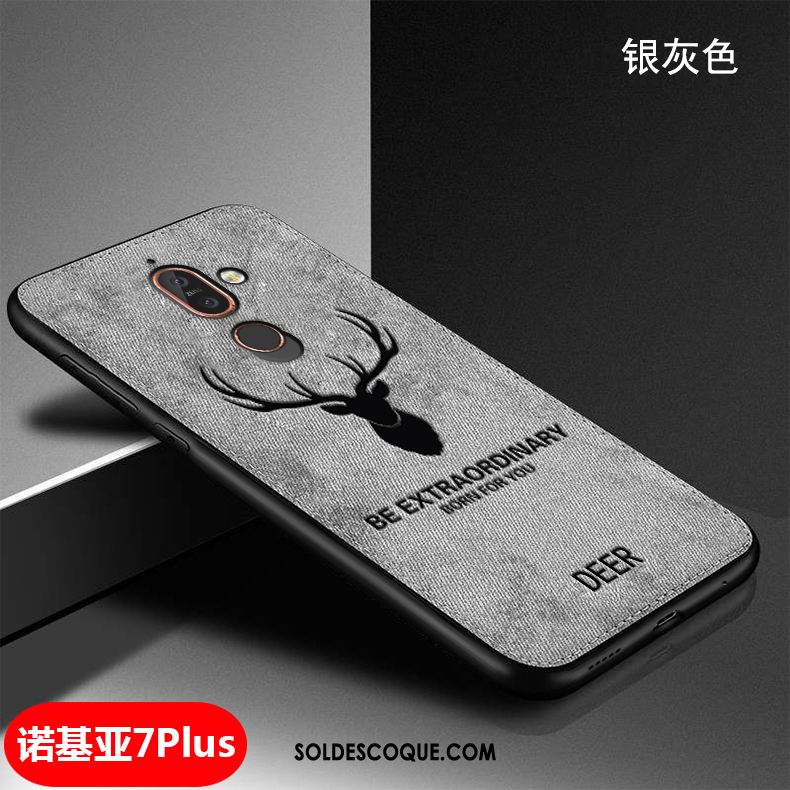 Coque Nokia 7 Plus Tendance Étui Protection Gris Modèle Fleurie Soldes