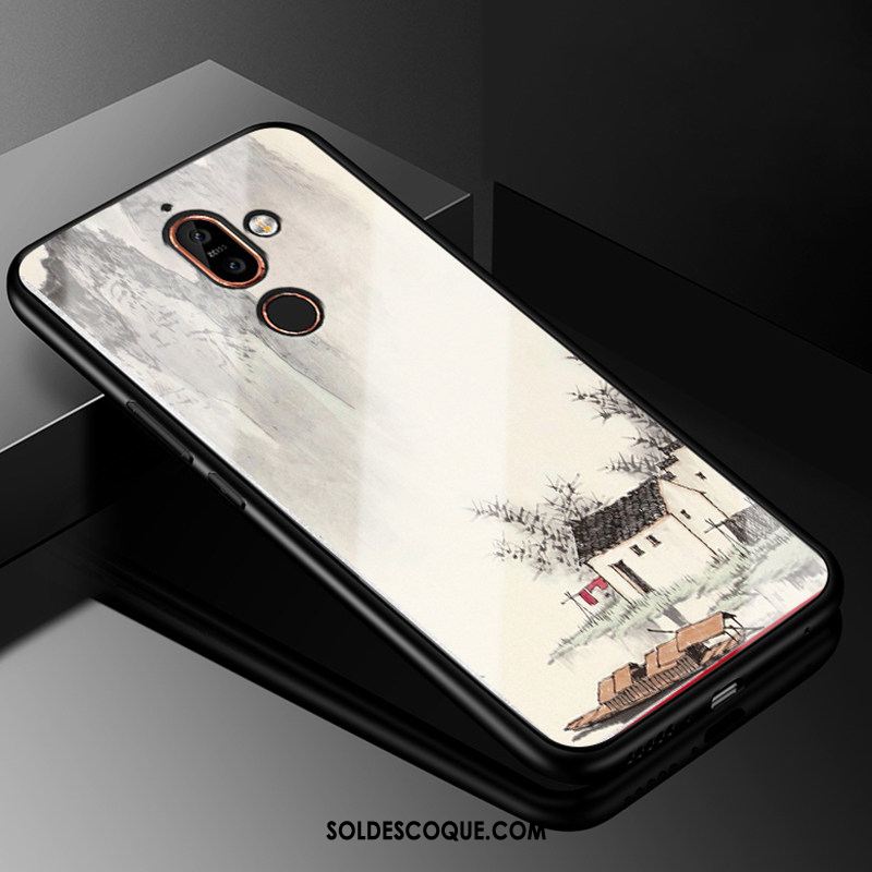 Coque Nokia 7 Plus Téléphone Portable Chat Charmant Verre Étui Soldes