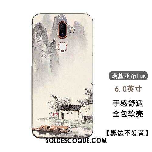 Coque Nokia 7 Plus Téléphone Portable Personnalité Protection Étui Gris Pas Cher