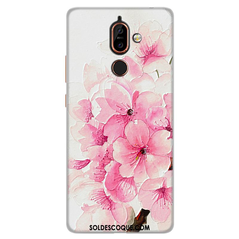 Coque Nokia 7 Plus Étui Peinture Personnalité Rose Silicone France