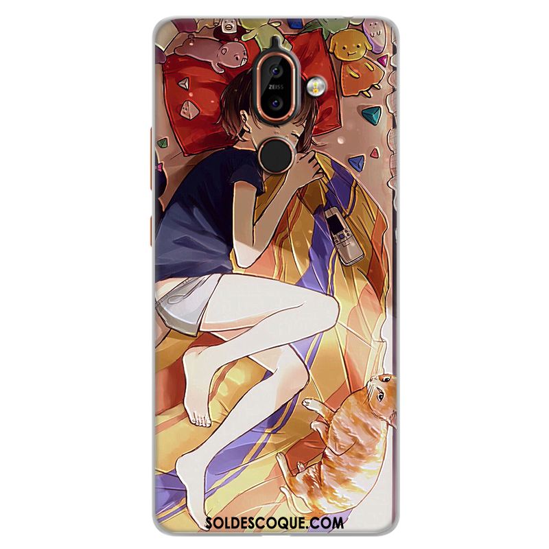 Coque Nokia 7 Plus Étui Peinture Personnalité Rose Silicone France