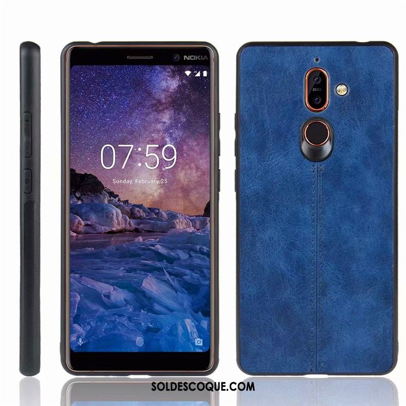 Coque Nokia 7 Plus Étui Téléphone Portable Bleu Protection Incassable Housse Pas Cher