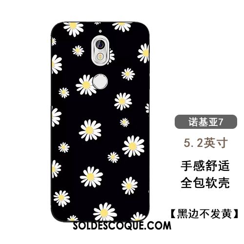 Coque Nokia 7 Protection Fleurs Noir Personnalité Téléphone Portable En Vente