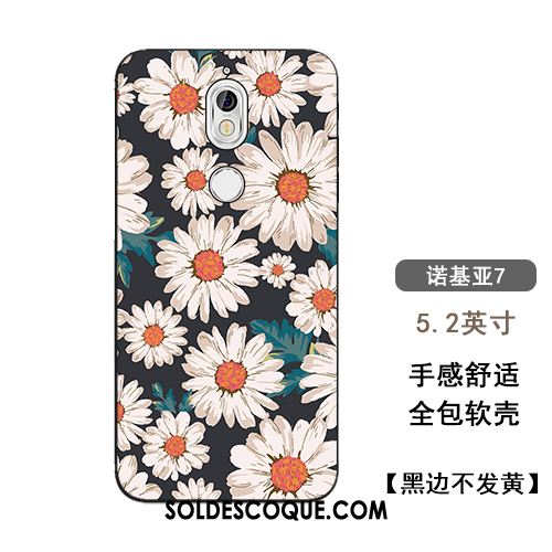 Coque Nokia 7 Protection Fleurs Noir Personnalité Téléphone Portable En Vente