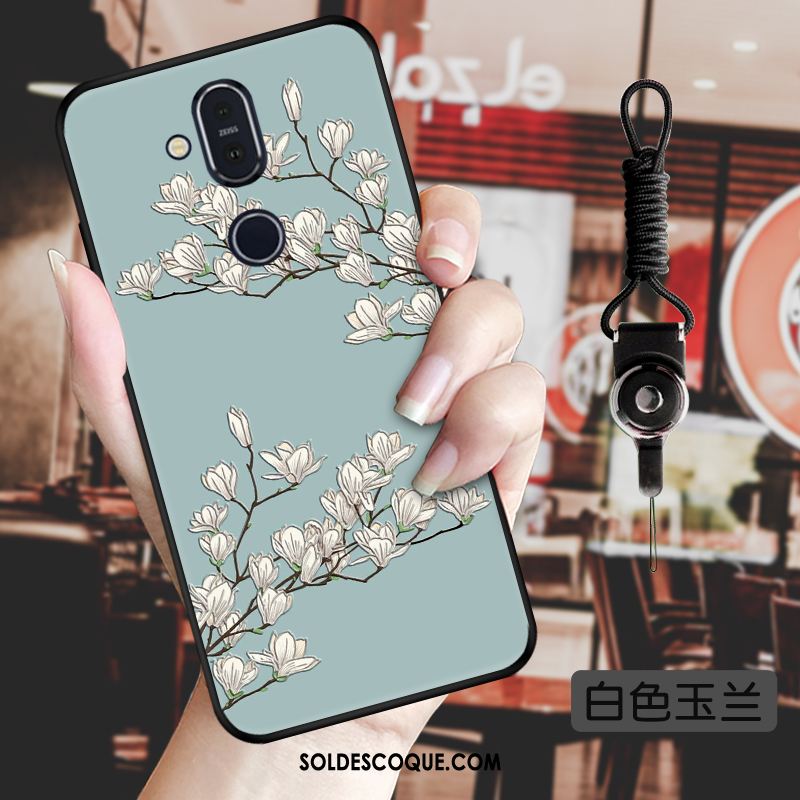 Coque Nokia 8.1 Fleur Rose Style Chinois Téléphone Portable Personnalité Pas Cher