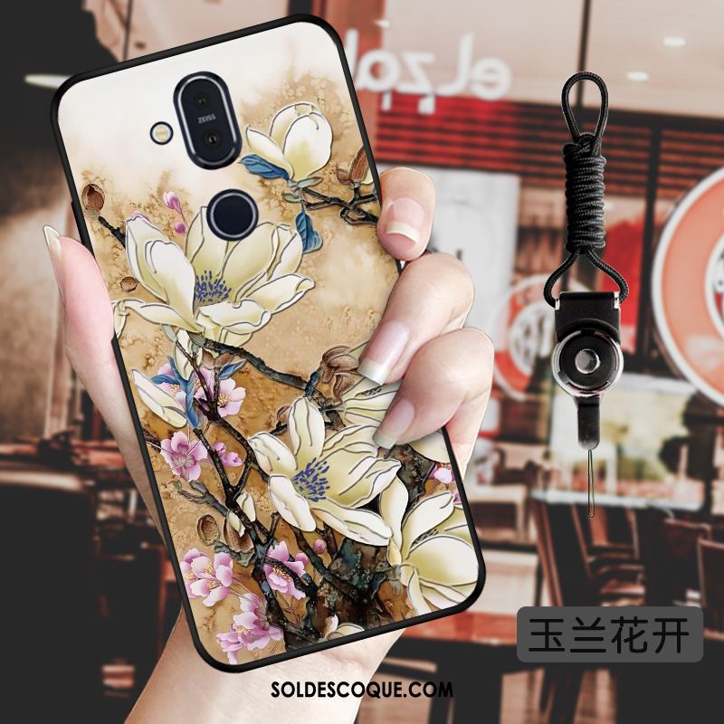 Coque Nokia 8.1 Fleur Rose Style Chinois Téléphone Portable Personnalité Pas Cher