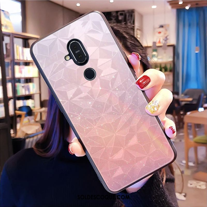 Coque Nokia 8.1 Modèle Fleurie Losange Étui Charmant Violet Pas Cher