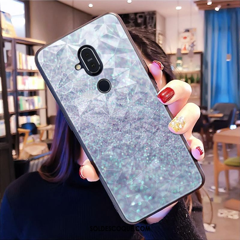 Coque Nokia 8.1 Modèle Fleurie Losange Étui Charmant Violet Pas Cher