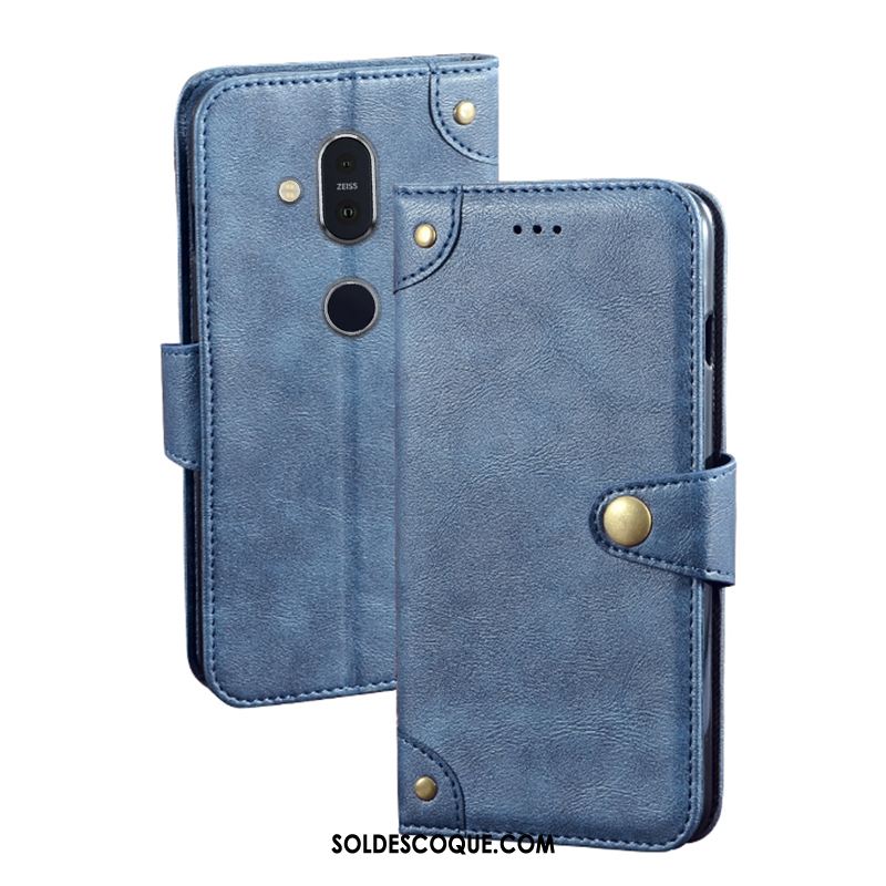 Coque Nokia 8.1 Portefeuille Protection Étui En Cuir Téléphone Portable Vin Rouge Pas Cher